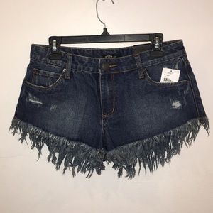 Distressed Dark Wash Cutoffs